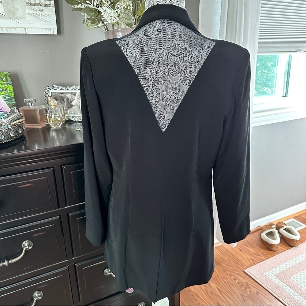 Anage Evenings Black Longline Blazer Jacket Formal Evening Coat Size 12 - Picture 6 of 16